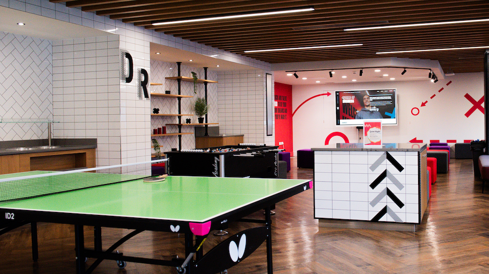 Ping pong table in student area inside the UA92 Business School